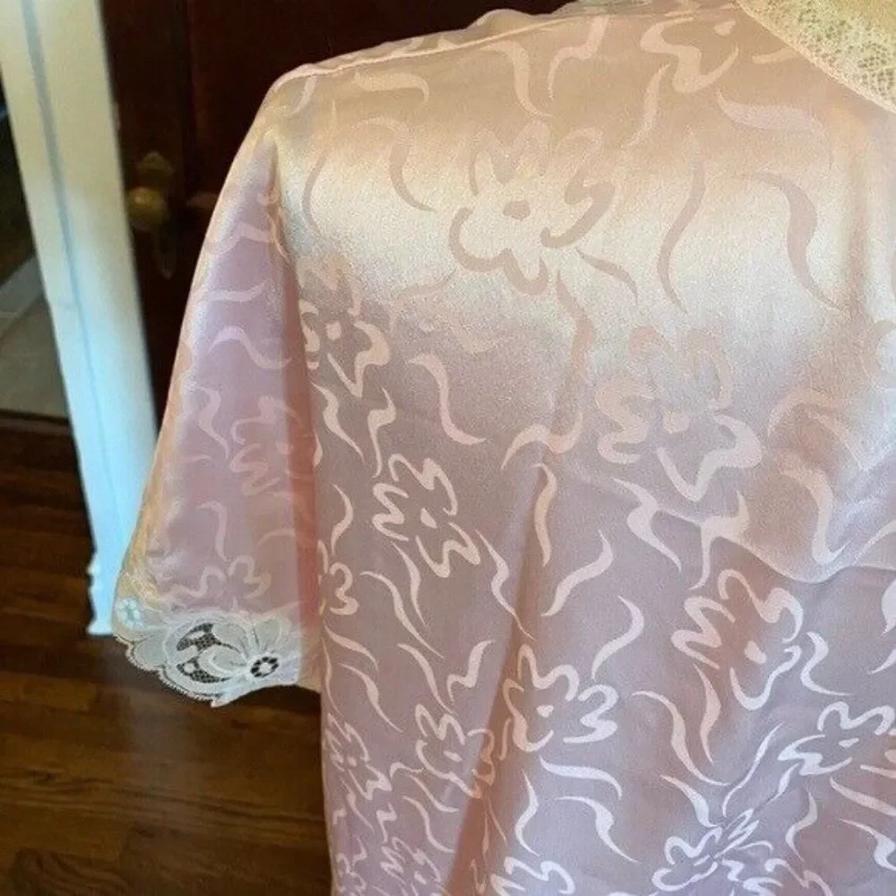 VTG Sz L DIOR *Paris Pink* Tie-Front Kimono Robe - Picture 8 of 11